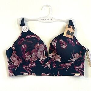 DANSKIN INTIMATES Bra SIZE 38C Black Moody Floral Convertible Wire Free NWT